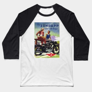 ZUNDAPP Motorcycle Over Mountains Advertisement Vintage German Cycles Baseball T-Shirt